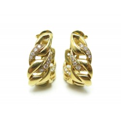 BOUCLES D OREILLE CARTIER BERGAME OR JAUNE 18CT ET DIAMANTS 