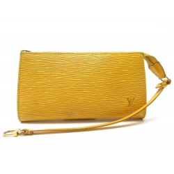 SAC A MAIN LOUIS VUITTON POCHETTE ACCESSOIRES CUIR EPI JAUNE CLUTCH POUCH 560€