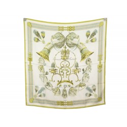 FOULARD HERMES PANACHE ET FANTAISIE SOIE JAUNE 