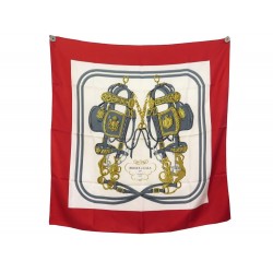 FOULARD HERMES BRIDES DE GALA GRYGKAR CARRE 90 EN SOIE ROUGE SILK SCARF 375€