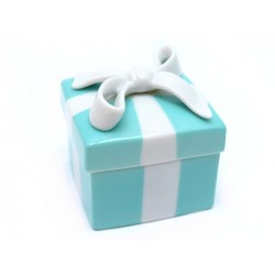 NEUF BOITE A BIJOUX TIFFANY & CO PORCELAINE TURQUOISE TRINLET BOW JEWELRY 445€