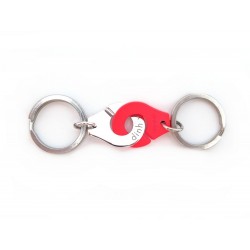 NEUF PORTE CLES DINH VAN MENOTTES ARGENT 925 & TITANE ROSE FLUO HANDCUFFS 280€