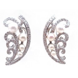 NEUF BOUCLES D'OREILLES BURMA 90 ANS 76123 EN ARGENT 925 & PERLES EARRINGS 790€