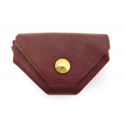 PORTE MONNAIE HERMES 24 EN CUIR BORDEAUX BURGUNDY LEATHER WALLET COIN PURSE 314€