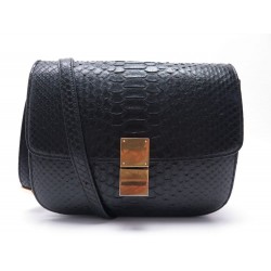 SAC A MAIN CELINE CLASSIC BOX MEDIUM BANDOULIERE CUIR DE PYTHON NOIR BAG 4400€