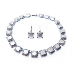 PARURE COLLIER + BOUCLES D'OREILLES BOTTEGA VENETA ARGENT FACETED NECKLACE 4700€