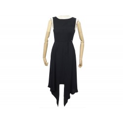 NEUF ROBE CHANEL ASYMETRIQUE P50600 S 34 EN SOIE NOIR NEW BLACK SILK DRESS 3500€