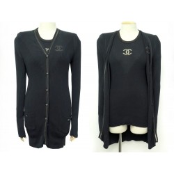 TWIN SET CHANEL GILET T40 P37895 ET TSHIRT T42 P37896 EN COTON & SOIE NOIR 3500€