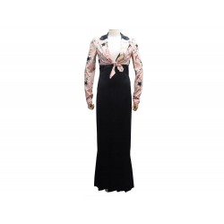 NEUF ENSEMBLE ROBE LONGUE ET BOLERO CHANEL P22781 38 M EN SOIE NOIR DRESS 3500€