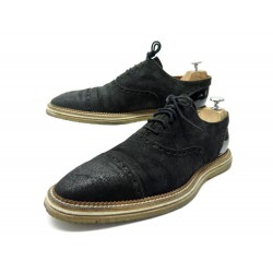 NEUF CHAUSSURES LOUIS VUITTON RICHELIEU 9 IT 44 FR EN DAIM NOIR SUEDE SHOES 750€