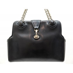 VINTAGE SAC A MAIN GUCCI CUIR BOX NOIR 