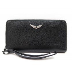 NEUF PORTEFEUILLE ZADIG & VOLTAIRE COMPAGNON WHAP4007F EN CUIR GRAINE NOIR 195€