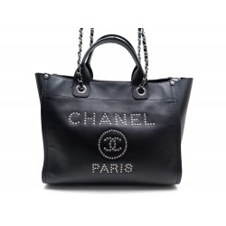 NEUF SAC A MAIN CHANEL DEAUVILLE GM SHOPPING CUIR CAVIAR NOIR LEATHER BAG 3500€