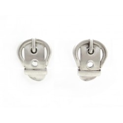 BOUCLES D'OREILLES HERMES SELLIER BOUCLE DE CEINTURE ARGENT BUCKLE EARRINGS 545€