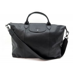 NEUF SAC A MAIN LONGCHAMP LE PLIAGE CUIR GM NOIR 