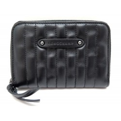 NEUF PORTE MONNAIE LONGCHAMP AMAZONE L3606941001 CUIR NOIR LEATHER WALLET 170€