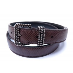 NEUF CEINTURE BOTTEGA VENETA T 80 EN CUIR DE LEZARD MARRON LIZARD BELT 500€