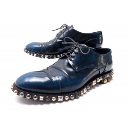 CHAUSSURES LOUIS VUITTON DERBY 38.5 EN CUIR BLEU SEMELLES CLOUTEES SHOES 920€