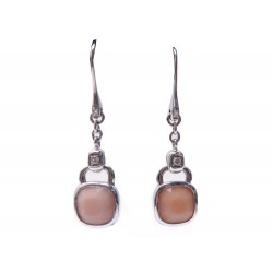 BOUCLES D OREILLES POIRAY INDRANI OPALE ROSE OR BLANC DIAMANTS