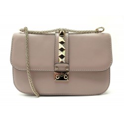 SAC A MAIN VALENTINO GLAM LOCK MEDIUM MM BANDOULIERE CUIR TAUPE