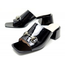 NEUF CHAUSSURES GUCCI HORSEBIT 543188 SANDALES 40.5 MULES A TALONS EN CUIR 690€