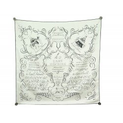 SERVICE TEINTURIER FOULARD HERMES ART ECRIRE SOIE BLANC 