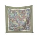 FOULARD HERMES COLS VERTS PAR CHRISTIANE VAUZELLES EN SOIE TAUPE SILK SCARF 375€