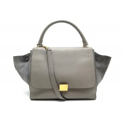 SAC A MAIN CELINE TRAPEZE MM BANDOULIERE CUIR ET DAIM GRIS LEATHER HANDBAG 2500€