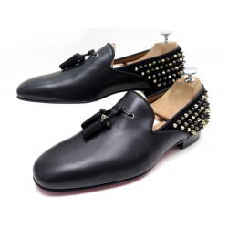 NEUF CHAUSSURES CHRISTIAN LOUBOUTIN MOCASSINS TASSILO SPIKE NOIR 43 