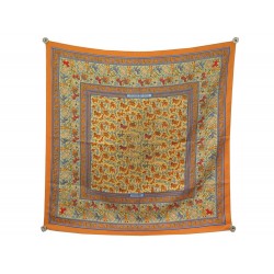 FOULARD HERMES CHASSE EN INDE SOIE ORANGE 