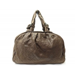 SAC DE VOYAGE A MAIN CHANEL CUIR MATELASSE MARRON 