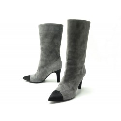 NEUF BOTTES CHANEL GABRIEL DAIM GRIS 