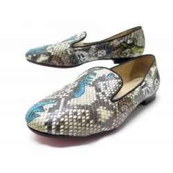 CHAUSSURES CHRISTIAN LOUBOUTIN MOCASSINS SAKOUETTE 38.5 PYTHON SLIPPERS 995€