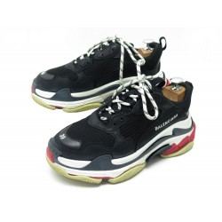 CHAUSSURES BALENCIAGA TRIPLE S 524037 39 BASKETS TOILE NOIR SNEAKERS SHOES 750€