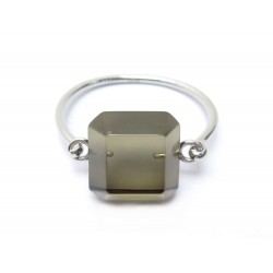 NEUF BRACELET CELINE SQUARE M 15 CM MARRON EN METAL ARGENTE + BOITE JEWEL 280€