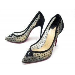 CHAUSSURES CHRISTIAN LOUBOUTIN NEOALTO 39 ESCARPINS A TALONS DENTELLE NOIR 700€