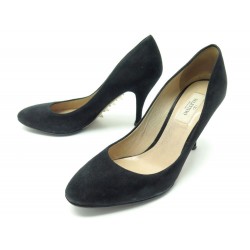 CHAUSSURES VALENTINO 37.5 IT 38.5 FR ESCARPINS DAIM VEAU VELOURS NOIR SHOES 790€