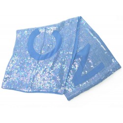 NEUF ECHARPE CHANEL ETOLE EN SOIE ET SEQUINS BLEU FOULARD BLUE SILK SCARF 680€