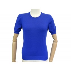 NEUF PULL SANS MANCHES YVES SAINT LAURENT M 38 EN CACHEMIRE & SOIE BLEU TOP 550€