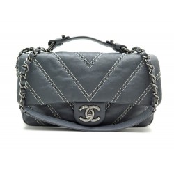 NEUF SAC A MAIN CHANEL TIMELESS MOTIFS CHEVRON BANDOULIERE CUIR GRIS BAG 6050€