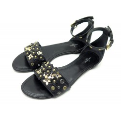 CHAUSSURES LOUIS VUITTON TROPICAL BLOOM 40 SANDALES CUIR NOIR + BOITE SHOES 840€