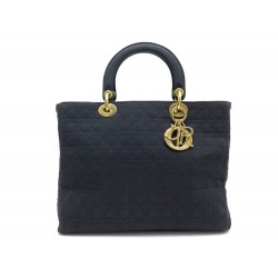 SAC A MAIN CHRISTIAN DIOR LADY GM TOILE CANNAGE NOIR BLACK CANVAS HAND BAG 1500€