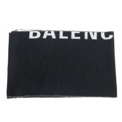 NEUF ECHARPE BALENCIAGA LOGO EN LAINE NOIR ET GRIS CLAIR NEW WOOL SCARF 495€