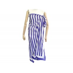 PAREO HERMES RAYURES MOUSSELINE RAYURES BLEU & BLANC CHALE BEACH SHAWL 420€