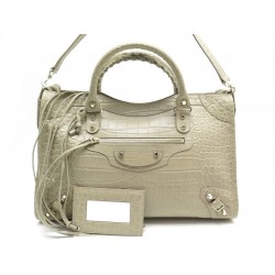 NEUF SAC A MAIN BALENCIAGA CLASSIC CITY 115748 CUIR FACON CROCO BEIGE BAG 1890€