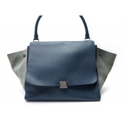 SAC A MAIN CELINE TRAPEZE CUIR BLEU 