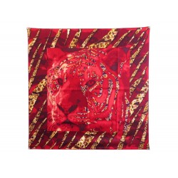 NEUF FOULARD CARTIER PANTHERE SOIE BROCHEE JACQUARD ROUGE BOITE SILK SCARF 340€