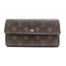 PORTEFEUILLE LOUIS VUITTON SARAH M60531 TOILE MONOGRAM MARRON CUIR WALLET 490€