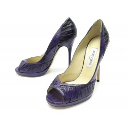 NEUF CHAUSSURES JIMMY CHOO 40 ESCARPINS EN CUIR ANGUILLE VIOLET PUMP SHOES 575€