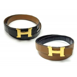 CEINTURE HERMES T80 BOUCLE MINI CONSTANCE 24MM LIEN EN CUIR CROCODILE BELT 3100€